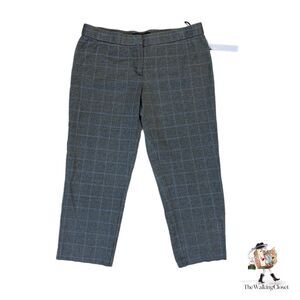 Amanda Chelsea Slim Straight Ankle Pant Womens 12 Multi Plaid Ponte Knit Stretch